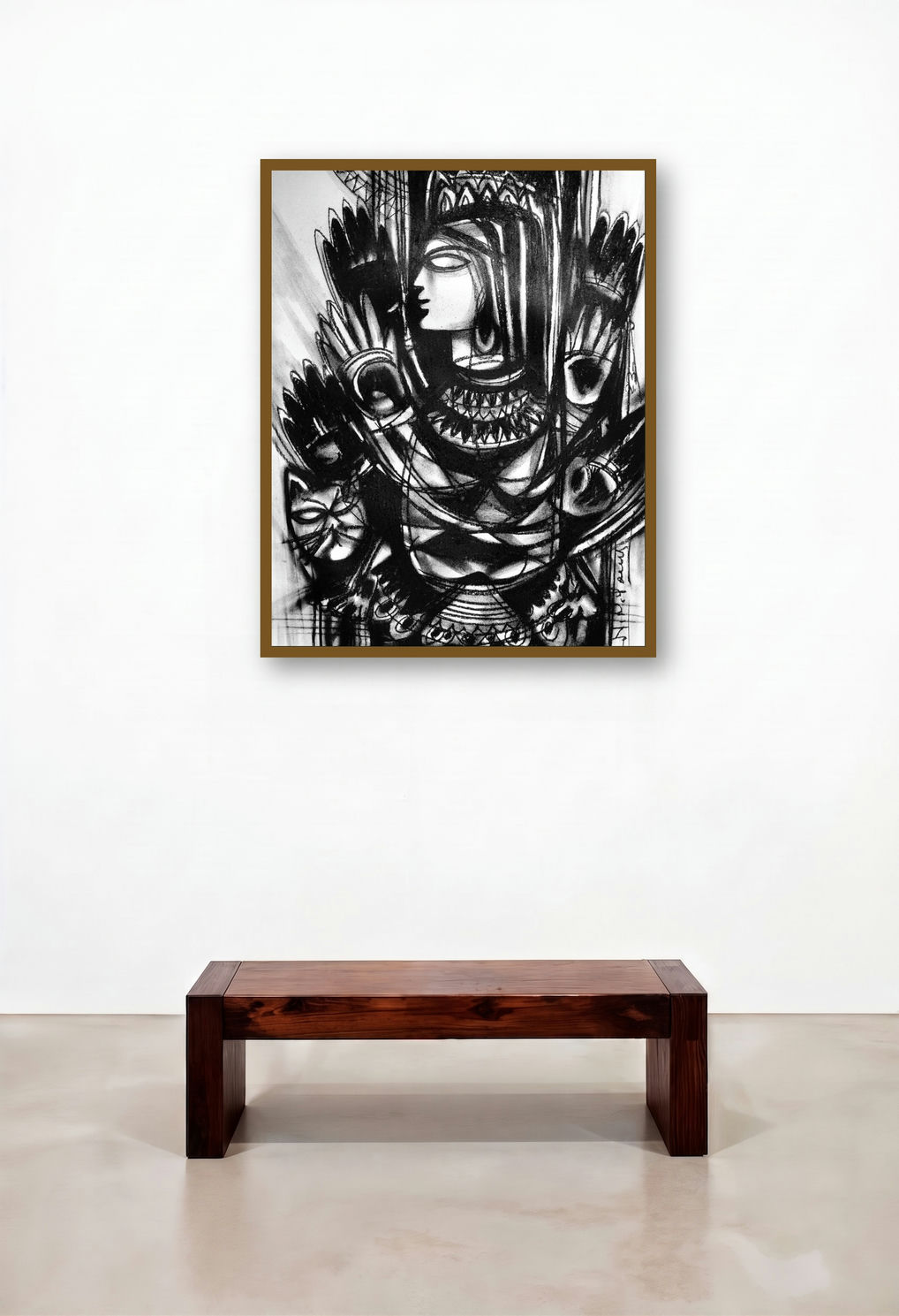 Inner Power (Tribal Deity) by artist N P Pandey displayed in a Scandinavian Hotel Lobby