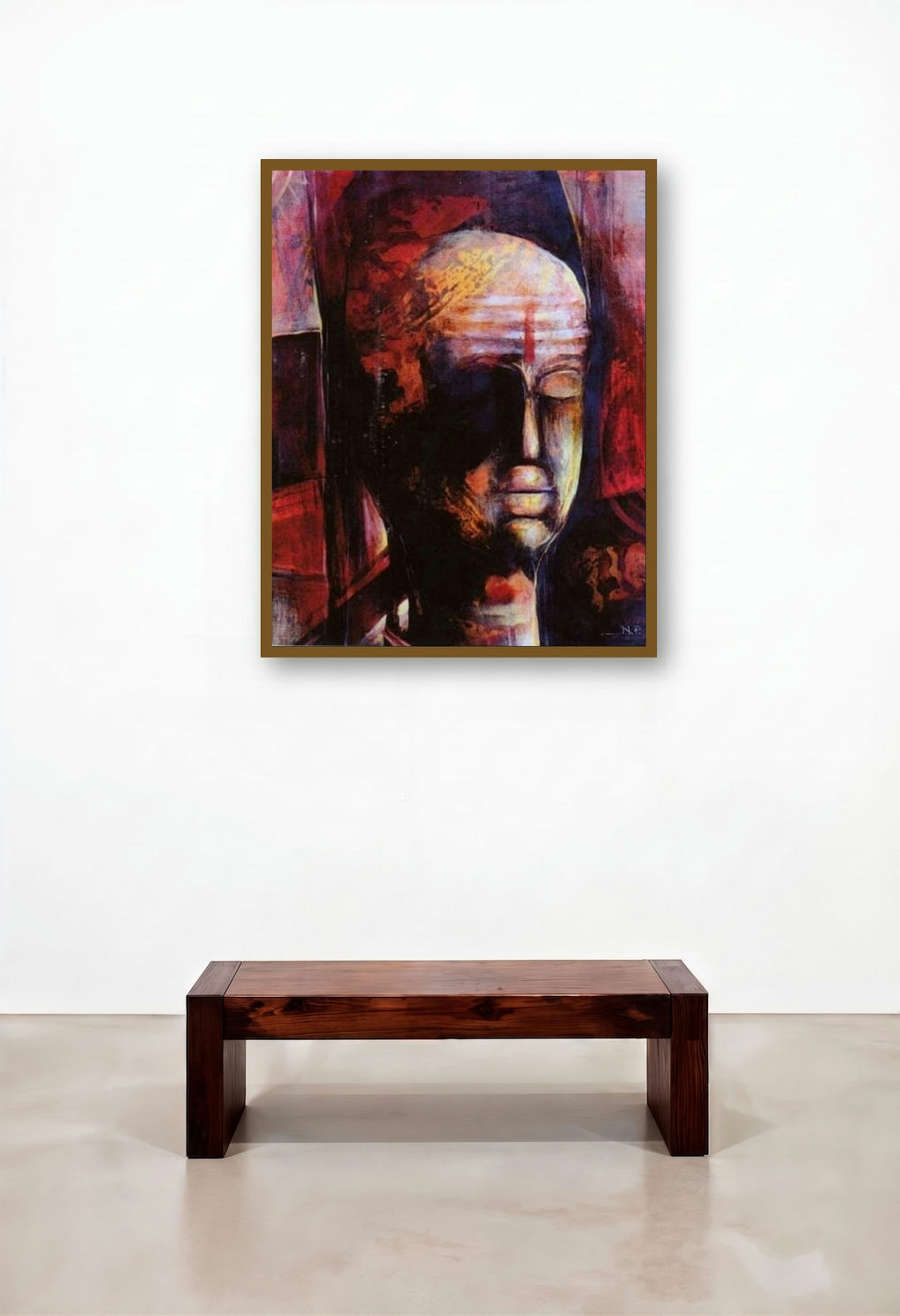 Innner Power (The Inner Peace) by artist N P Pandey displayed in a Modern Foyer
