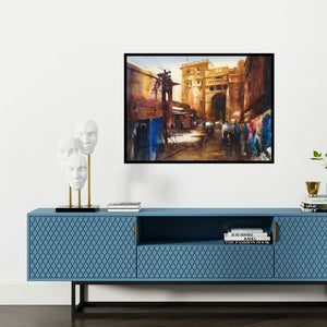 Preview of 'Inside The Sonar Kella' Painting by Ananta Mandal shown on a wall in a furnished room.