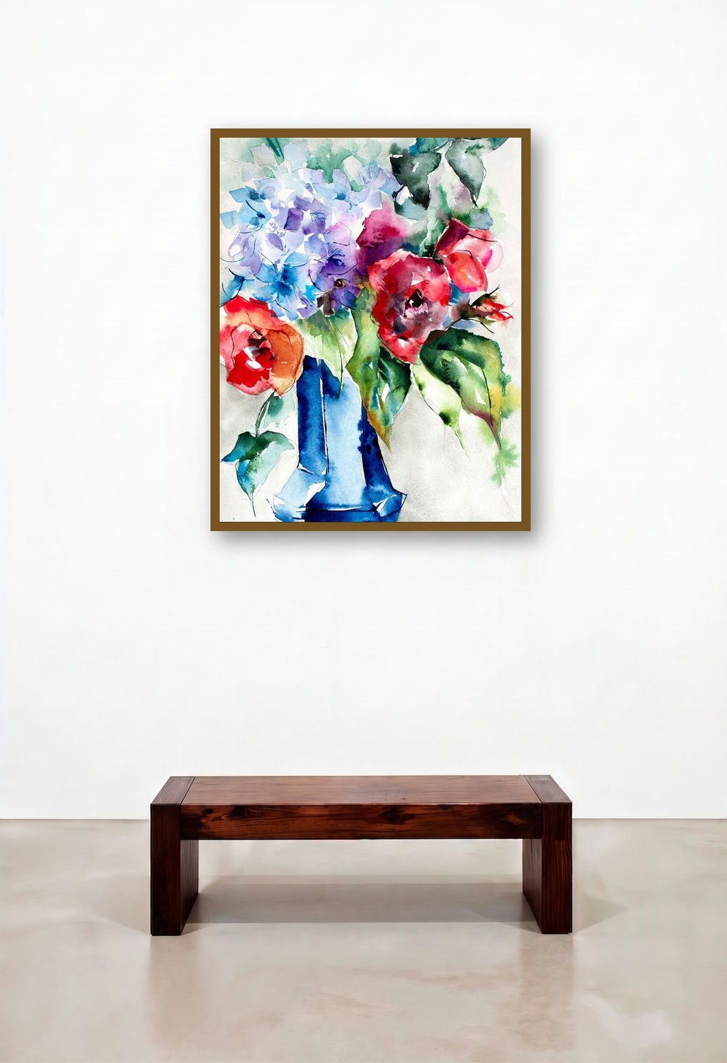 Insolence En Vase Clos (Azure Dreams: A Floral Fantasy) by artist Veronique Piaser-Moyen displayed in a Boutique Hotel Style Lounge