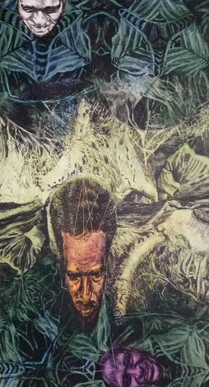 Inspiration 10 (Entangled) by Kumara Swamy Pashikanti, Original Mixed Media Contemporary Painting on Paper, X-Small Vertical Wall Art