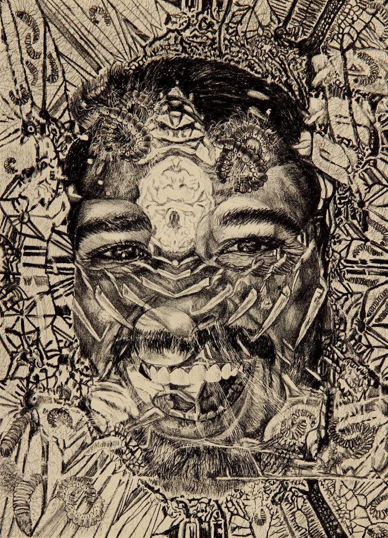 Figurative printmaking titled 'Inspiration 6', 14x11 inches, by artist Kumara Swamy Pashikanti on Paper