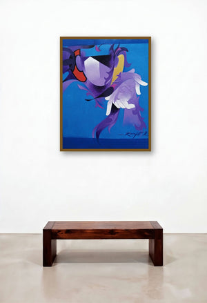 Inspiration 9 (Mystical Figure) by artist Ranjit Singh Kurmi displayed in a Transitional Living Room