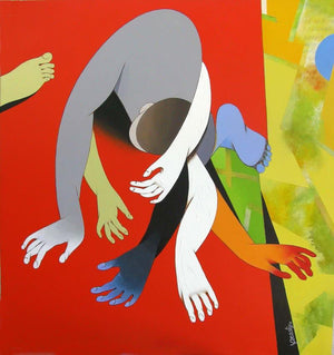 Inspiration (The Source: An Exploration of Creativity) by Pradip Sarkar, Original Acrylic Figurative Painting on Canvas, Medium Vertical Wall Art