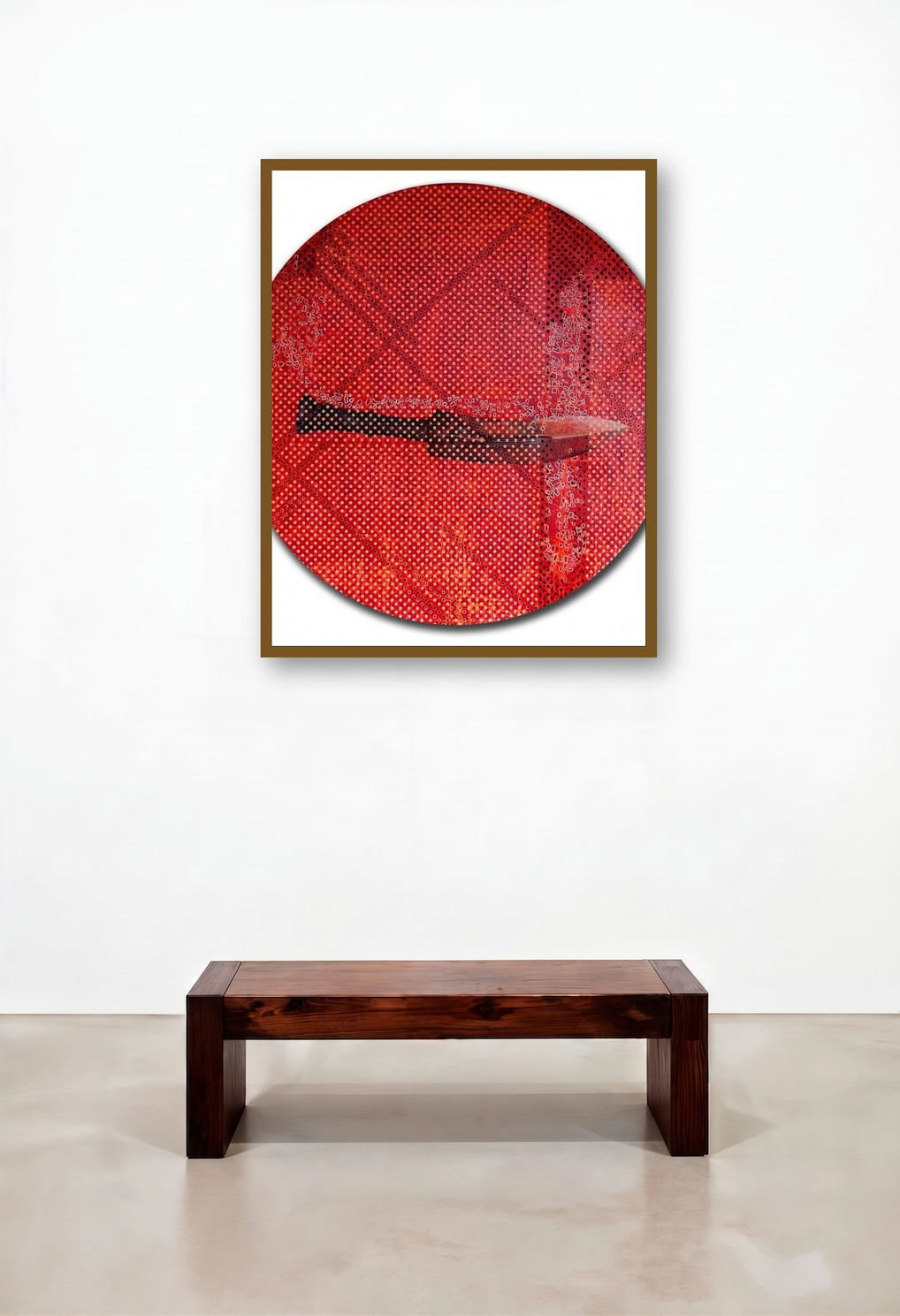 Instinctive Force (Red Target) by artist T Raju Gopalarao displayed in a Scandinavian Penthouse