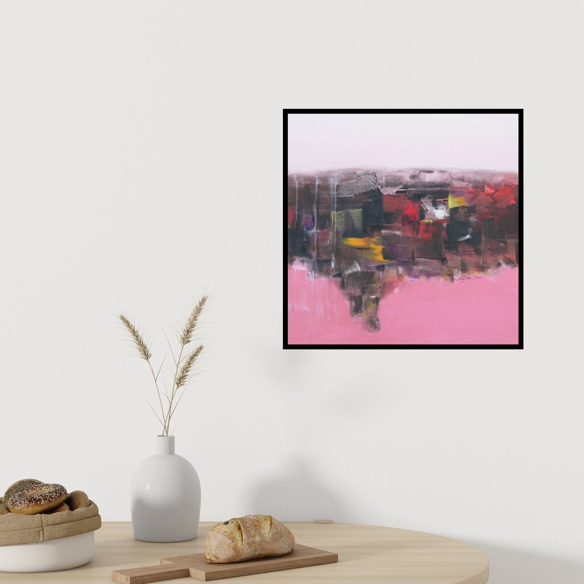 In-situ view of Jayshree Savani's 'Inter Play (Beneath the Surface)' painting in a room