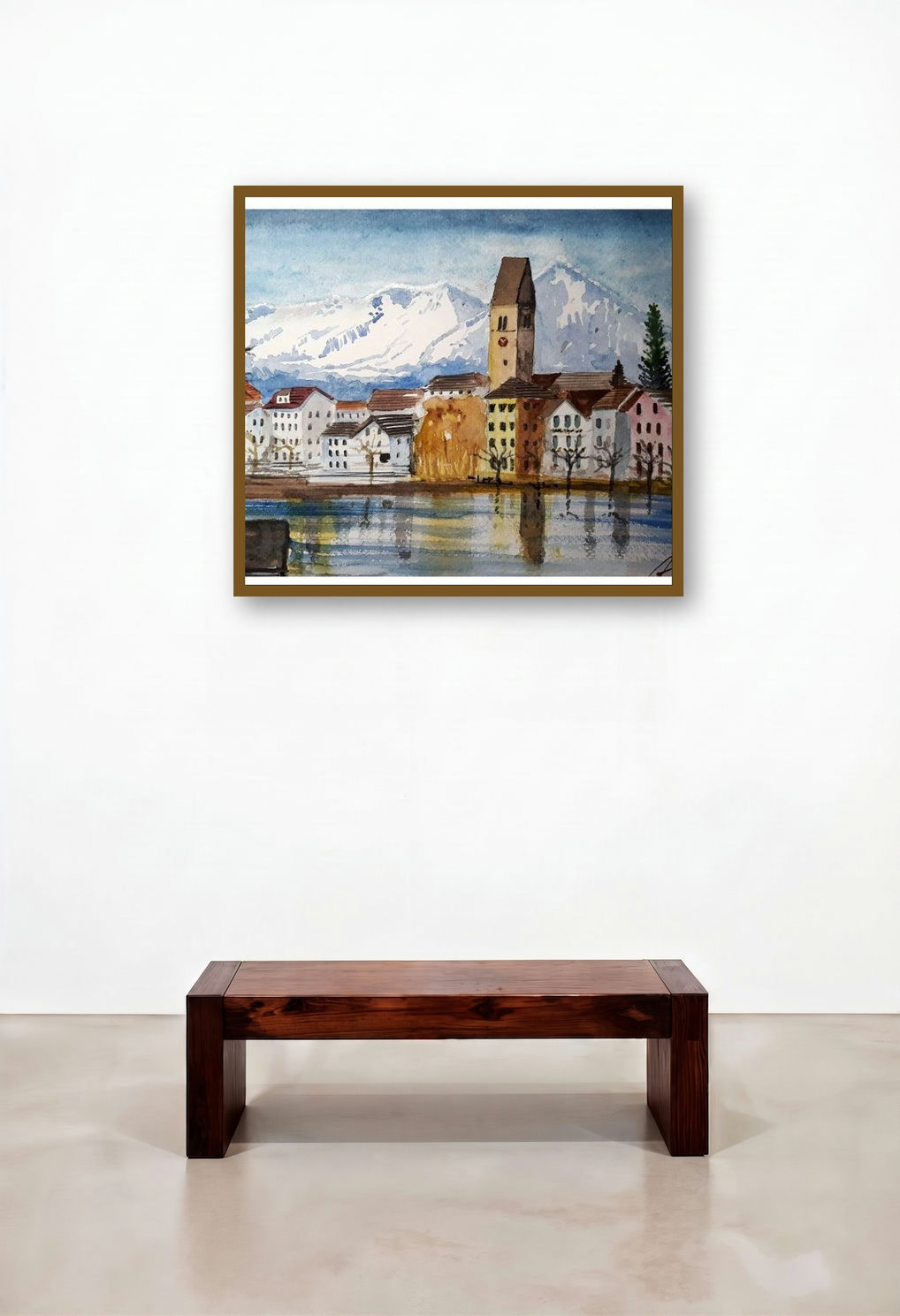 Interlaken Switzerland (Interlaken Serenity) by artist Arunava Ray displayed in a Art Deco Executive Office