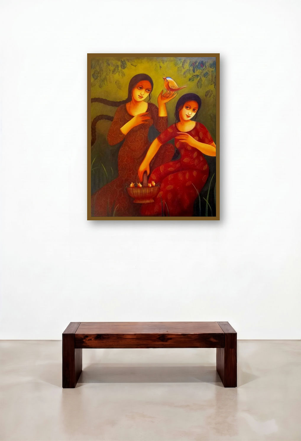 Intimate Love by artist Monalisa Sarkar displayed in a Minimalist Reception Area