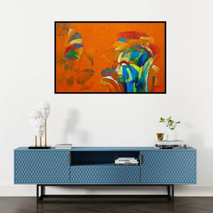 Preview of 'Introspection 2 (Introspection 2)' Painting by Braj Mohan Arya shown on a wall in a furnished room.