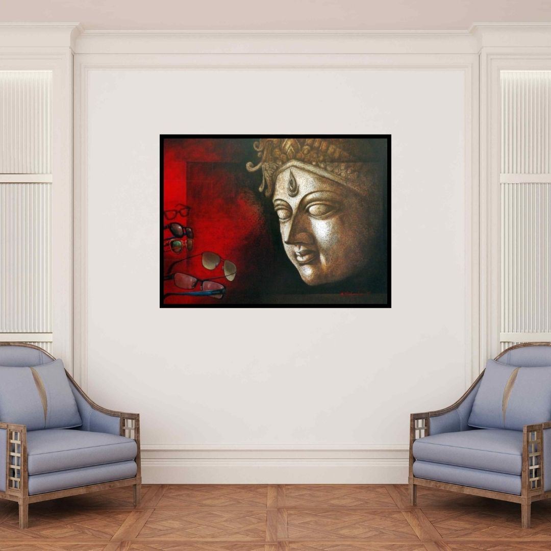 In-situ view of Palash Halder's 'Intuition Of Inner Eye' painting in a room