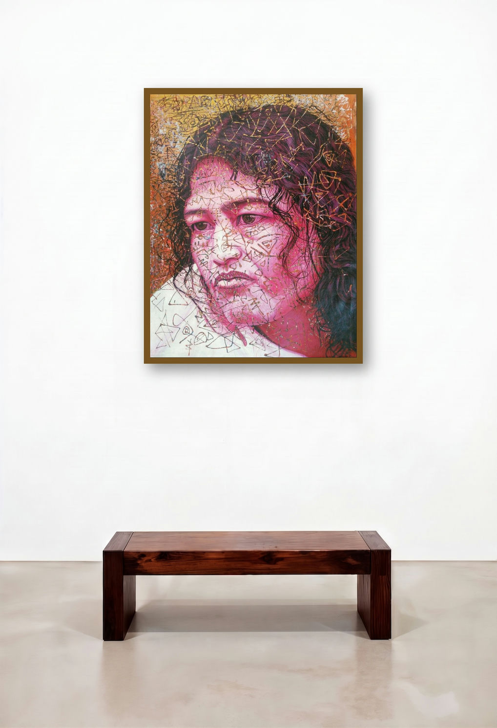 Irom Sharmila by artist Rajnikanta Singh displayed in a Minimalist Hotel Lobby