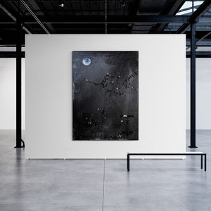 In-situ view of Raju T's 'Its Time For Sprinkling Fragrances 1 (Nocturnal Vigil)' painting in a room