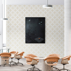 Raju Terdals's painting 'Its Time For Sprinkling Fragrances 4 (Nocturnal Reverie)' displayed in a modern living room setting