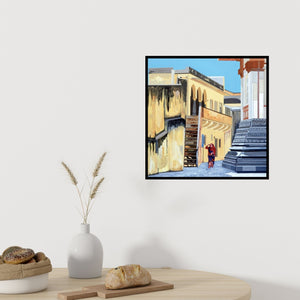 In-situ view of Ajay Mishra's 'Jagat Shiromani Temple (Passage Through Time)' painting in a room