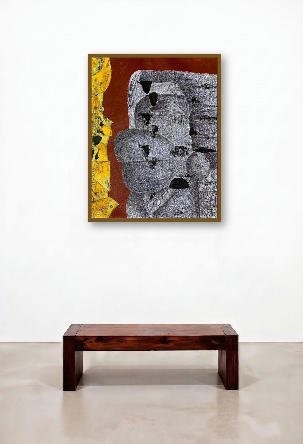 Jai Hanuman (Abstract Faces) by artist Amit Pithadia displayed in a Art Deco Hallway