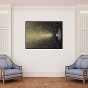 In-situ view of Abhishek Acharya's 'Jaise Paat Gire Taruvar Ke (Light Within Darkness)' painting in a room