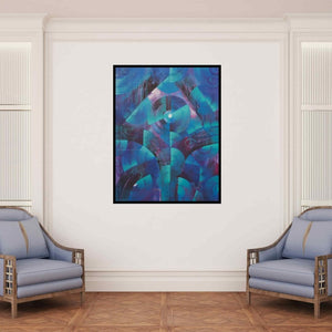 In-situ view of Subhash Gondhale's 'Jal (Untitled)' painting in a room