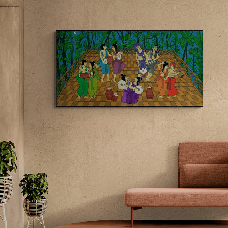 In-situ view of Chetan Katigar's 'Jamboree (Jamboree)' painting in a room