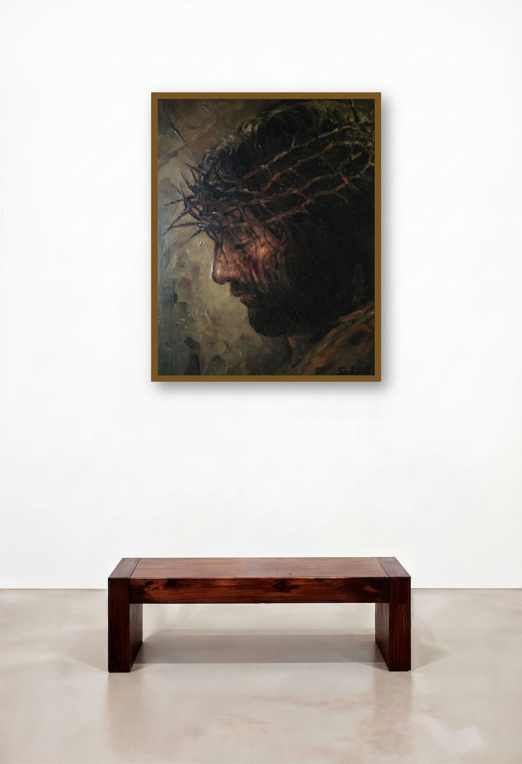 Jesus (Crown of Thorns) by artist Sabir Hussain displayed in a Contemporary Home Office
