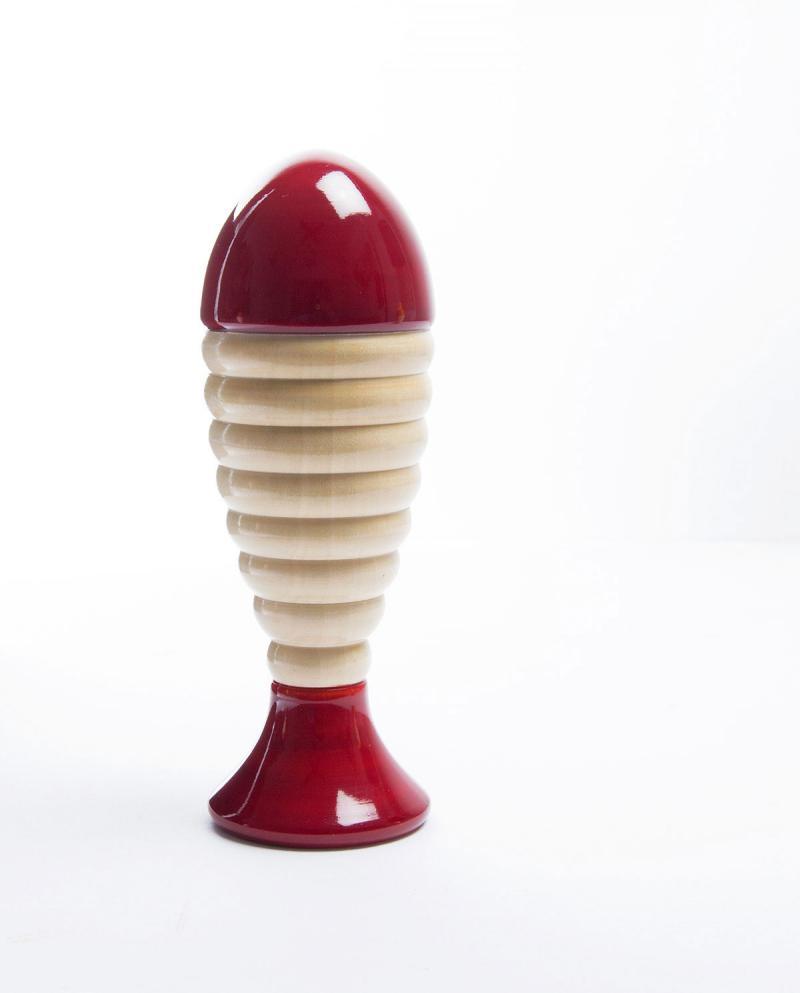 Toys craft titled 'Jiffy Red Wooden Rattle', 6x2x2 inches, by artist Vijay Pathi on wood