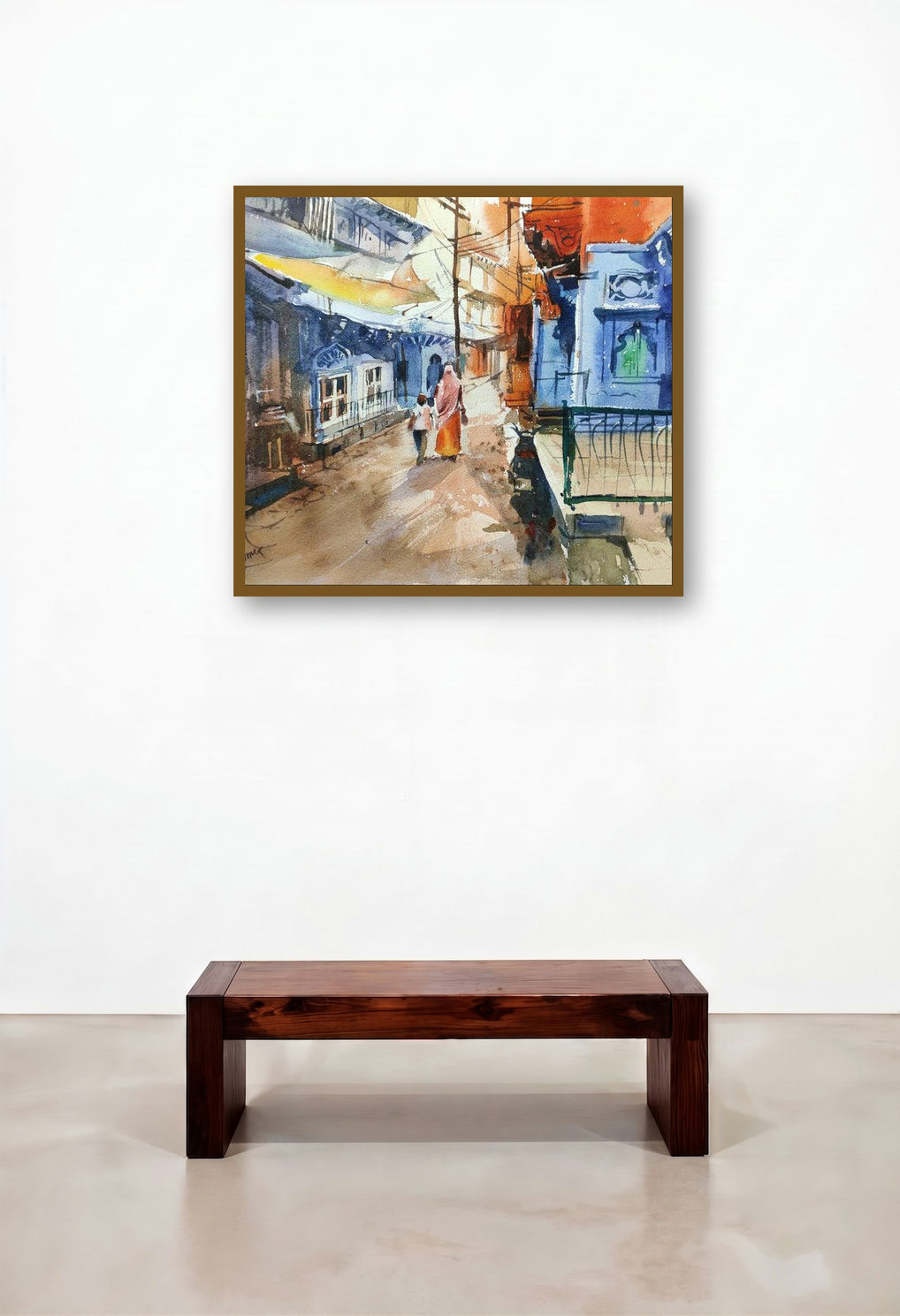 Jodhpur Lane (A Walk Through Time) by artist Sagar Palwe displayed in a Contemporary Hotel Suite