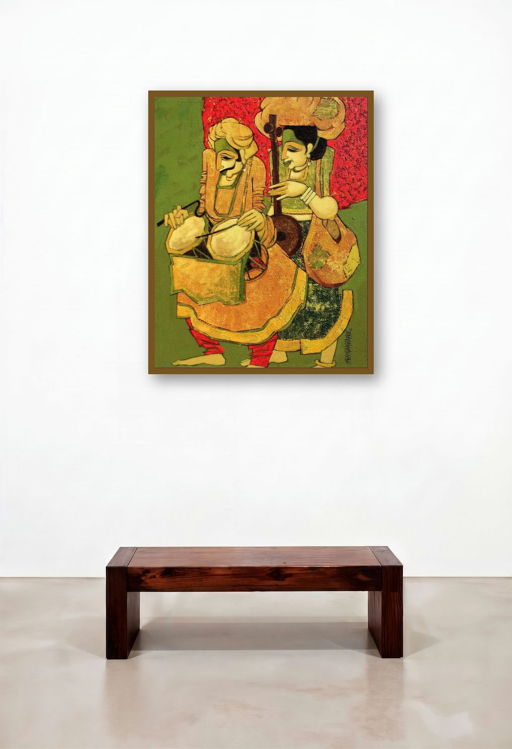 Jogava 18 (Rhythm and Melody) by artist Sarang Waghmare displayed in a Luxury Living Room