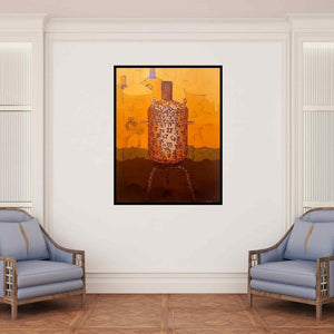 In-situ view of Navnath Kshirsagar's 'Journey 1 (Transformation)' painting in a room