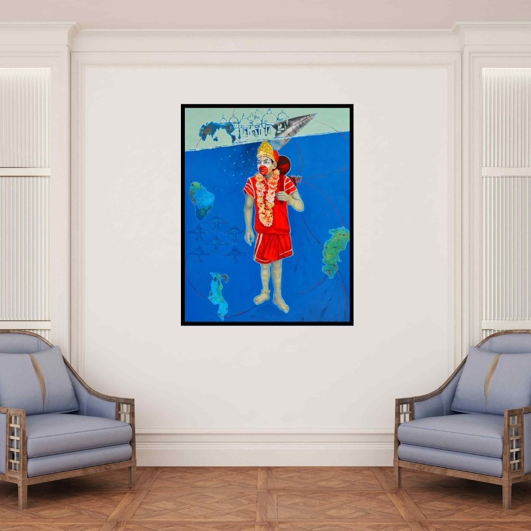 In-situ view of Chaitanya Ingle's 'The Journey (The Journey of Life)' painting in a room