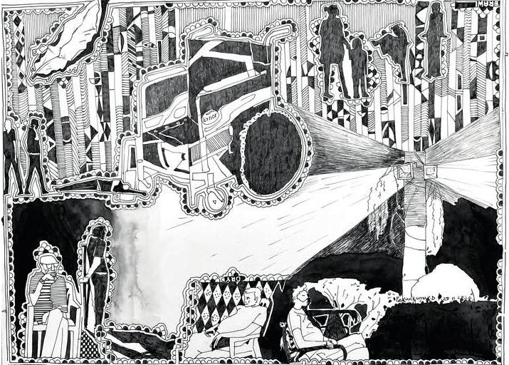 The Journey 2' contemporary pen-ink drawing by artist Pavan Kumar D, 11x15 inch, on paper