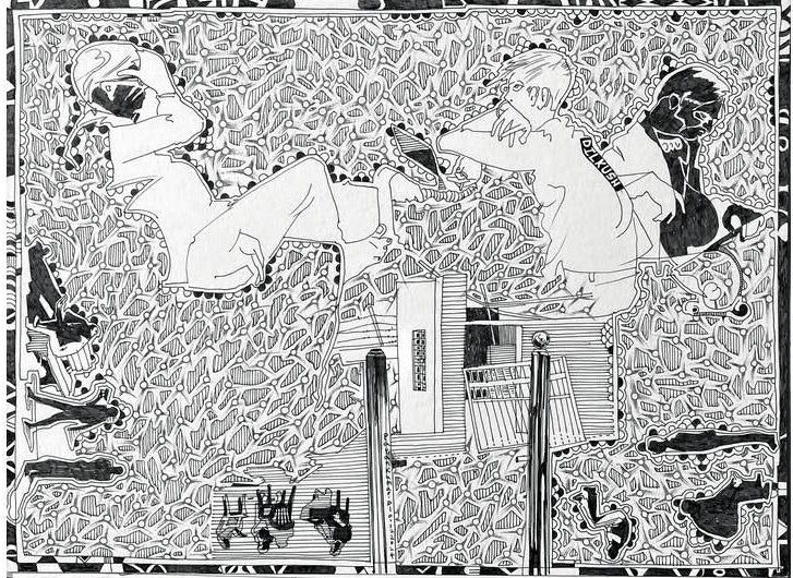 The Journey 3' contemporary pen-ink drawing by artist Pavan Kumar D, 11x15 inch, on paper