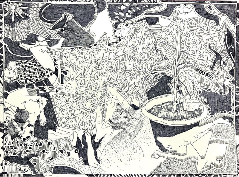 The Journey 4' contemporary pen-ink drawing by artist Pavan Kumar D, 11x15 inch, on paper