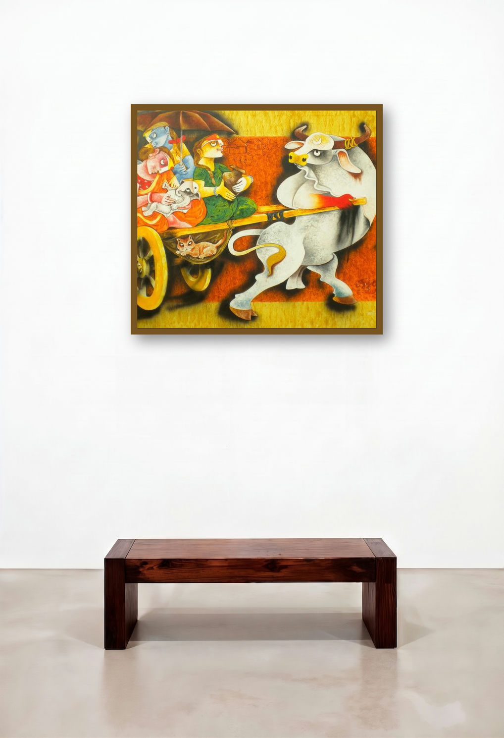 Journey 6 (A Village Odyssey) by artist Uttam Manna displayed in a Minimalist Study