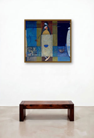 Journey Ii (Pathfinders: A Symbolic Journey) by artist Dattatraya Thombare displayed in a Coastal Library