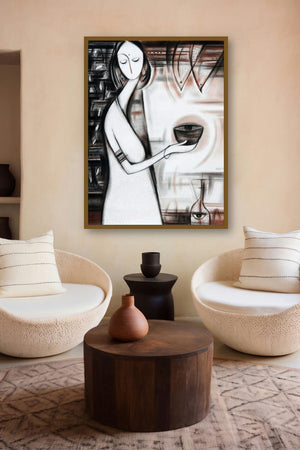 Journey Iv (The Seer: A Symbolic Offering) by artist Dattatraya Thombare displayed in a Minimalist gallery