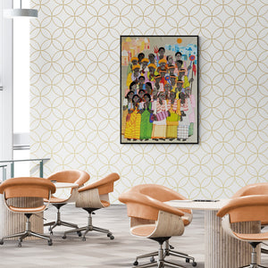 In-situ view of Dhan Prasad's 'Journey Of Joy And Wishes' painting in a room