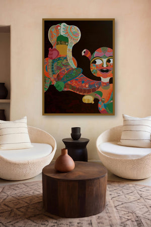 Journey Of Umbilicalism (The Cosmic Carnival) by artist Tanushree Chakraborty displayed in a Curated gallery