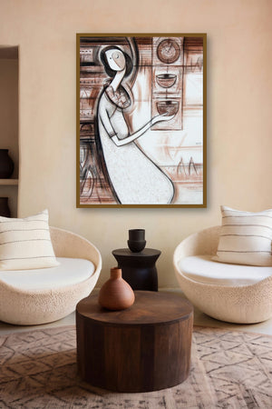 Journey V (Echoes of Time: A Symbolic Offering) by artist Dattatraya Thombare displayed in a Minimalist gallery