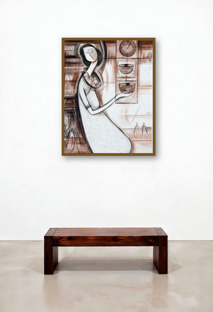 Journey V (Echoes of Time: A Symbolic Offering) by artist Dattatraya Thombare displayed in a Boutique Hotel Style Executive Office