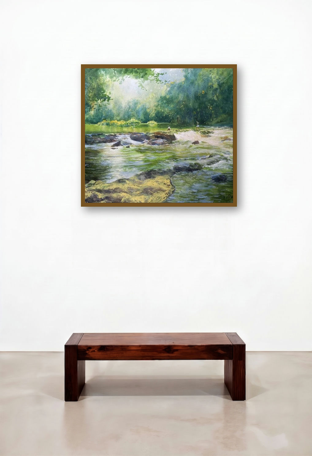 Joy Of Water (River's Edge) by artist Avishkar Vispute displayed in a Urban Loft Executive Office