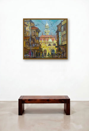 Juma Masjid Near Crawford (A Glimpse of Crawford Market) by artist Aman A displayed in a Contemporary Family Room