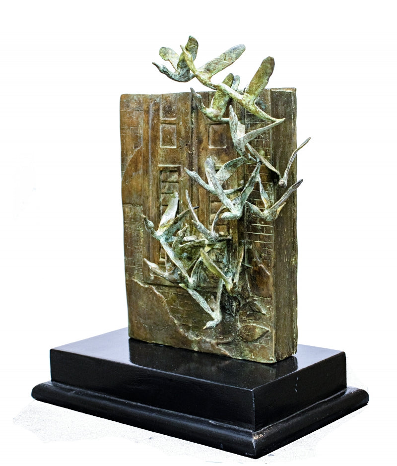 Jyotirgamayah From Darkness To Light' contemporary Bronze sculpture by artist Biplab Sarkar 2, 14x12 inch, on bronze