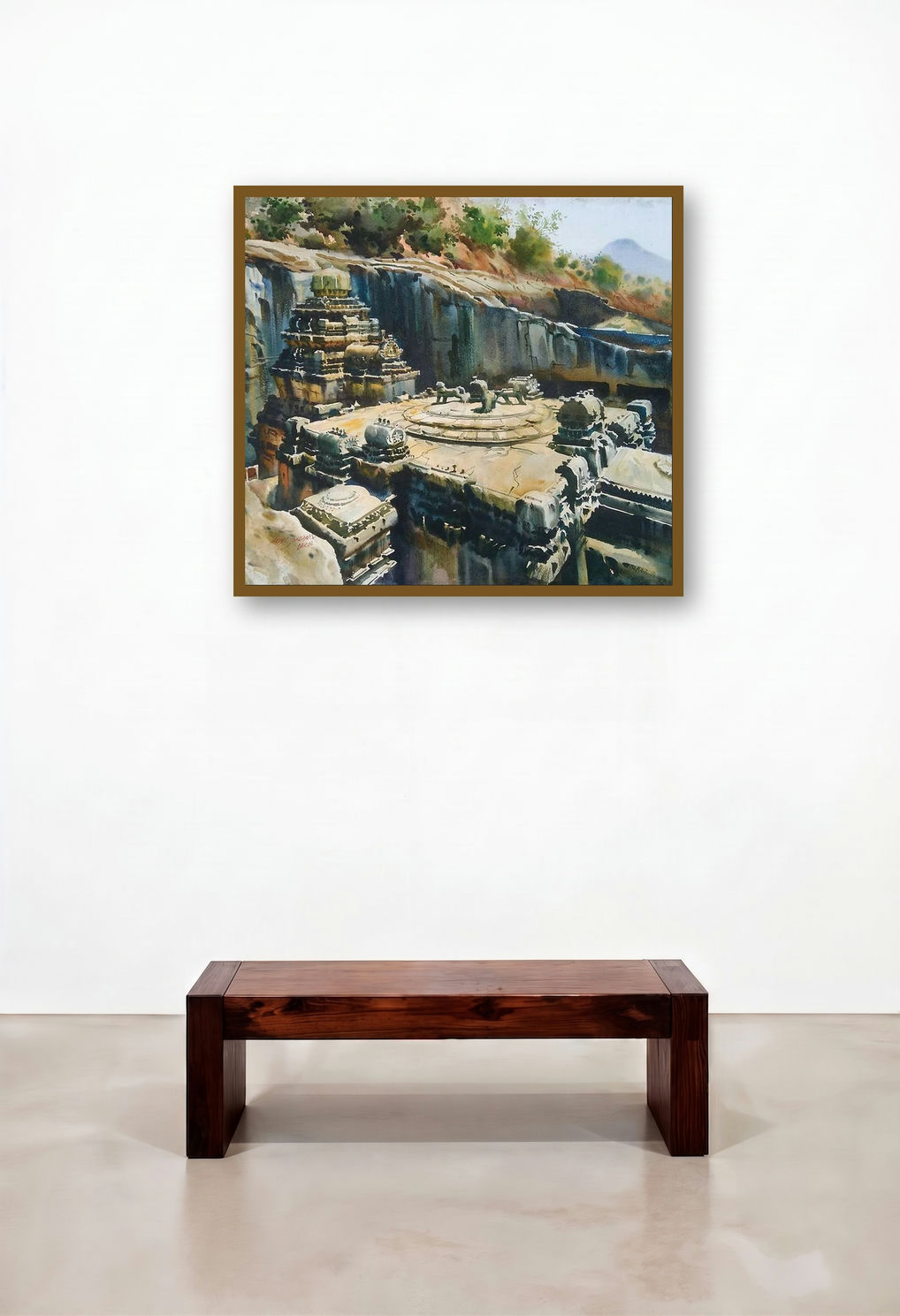 Kailash Temple Ellora Caves (Kailasa Temple at Ellora) by artist Abhijit Jadhav displayed in a Coastal Library