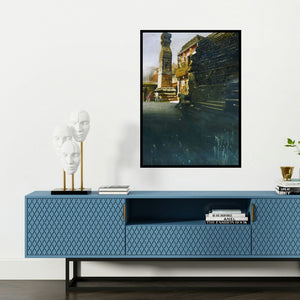 'Kailash Temple Ellora' painting by Vishal Chavan shown on a wall in a furnished room.