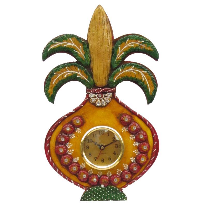 Lifestyle craft titled 'Kalash Clock', 15x9x1 inches, by artist Ecraft India on Paper