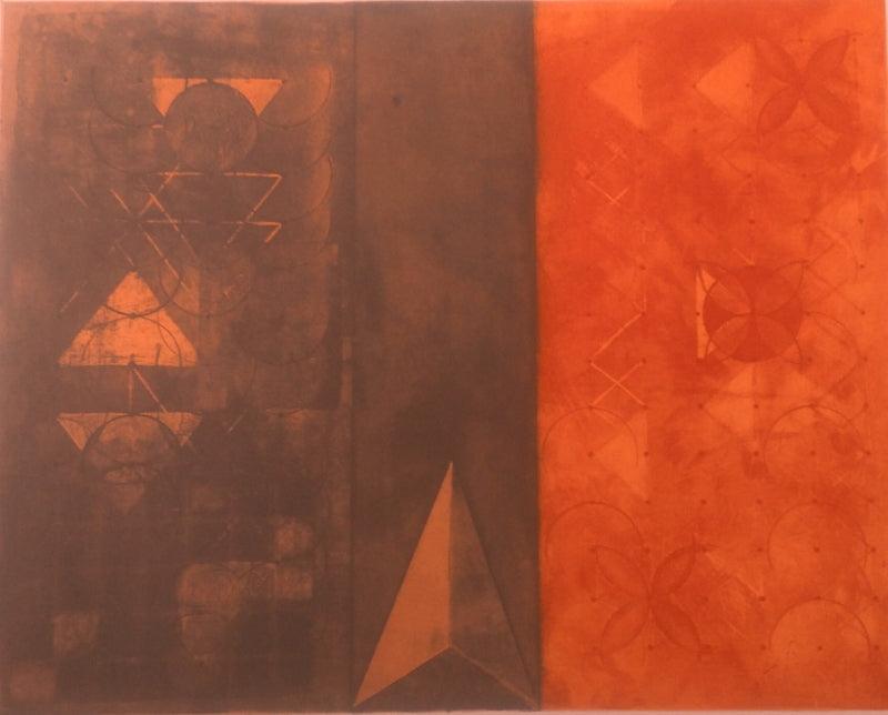 Abstract printmaking titled 'Kaleidoscope', 22x30 inches, by artist Kavita Shah on Paper