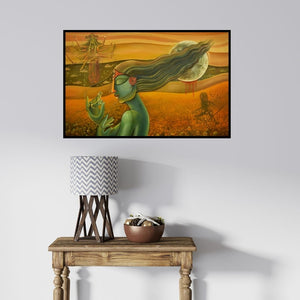 In-situ view of Sumon Naskar's 'Kali (Goddess with Frog)' painting in a room