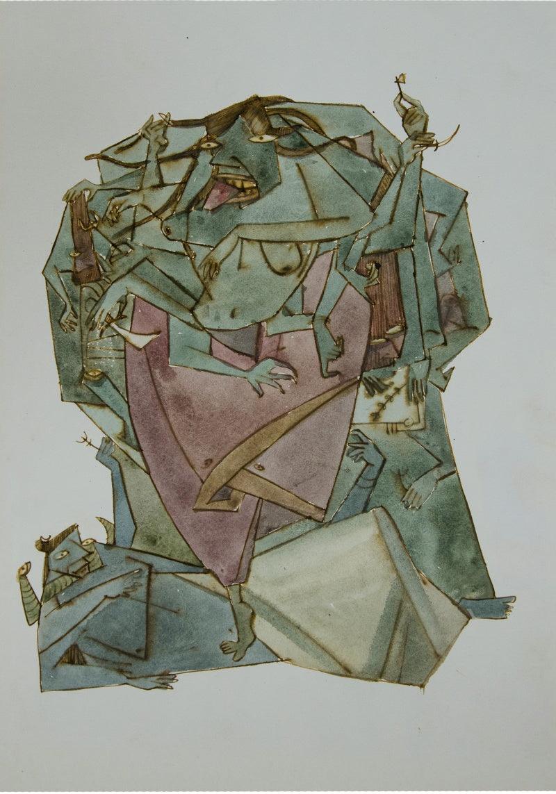 Figurative watercolor painting titled 'Kali', 10x14 inches, by artist Darshan Mahajan on Paper