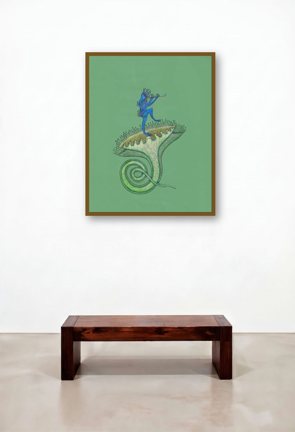 Kaliya 2 (The Cosmic Shepherd) by artist Nitesh Panchal displayed in a Urban Loft Hallway