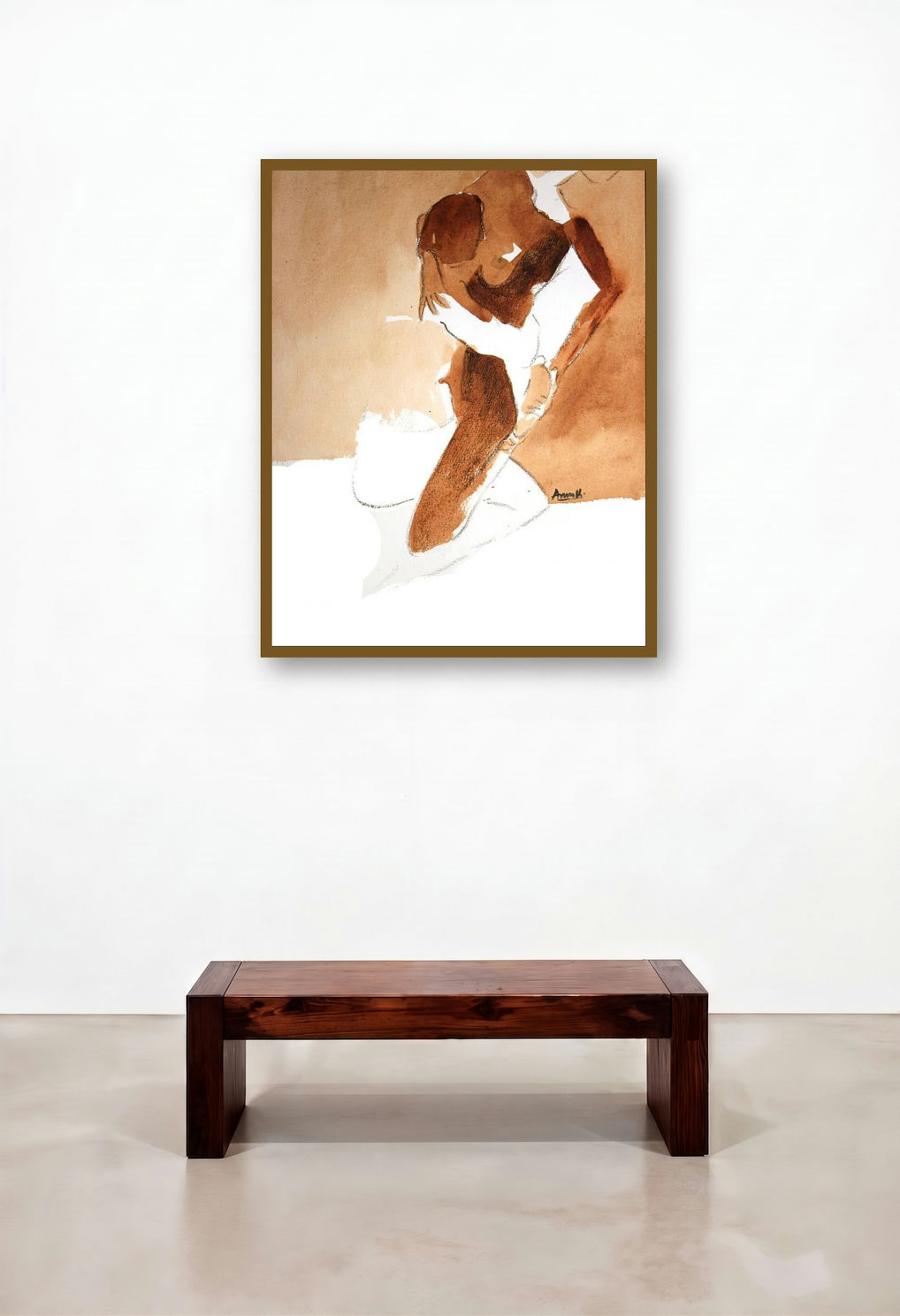 Kamasutra Nude Couple 3 (Introspection) by artist Arun K Mishra displayed in a Industrial Lounge