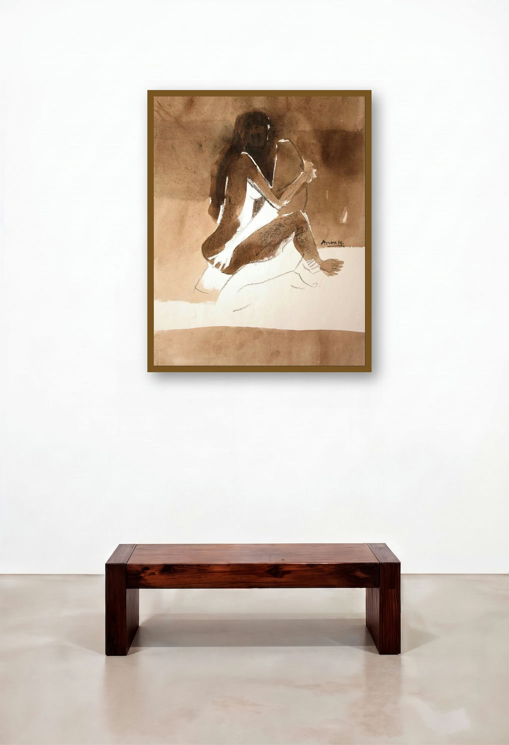 Kamasutra Nude Couple (Embrace) by artist Arun K Mishra displayed in a Industrial Penthouse